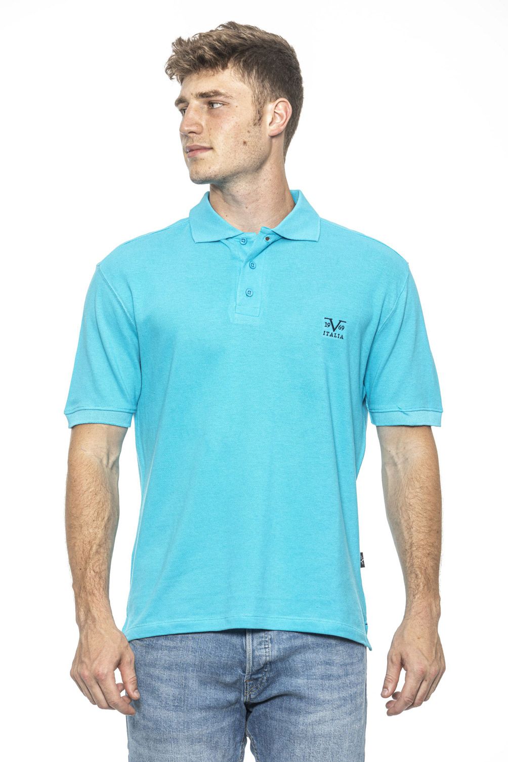 19V69 Italia Mens Polo Light Blue RICAMO TURQUOISE