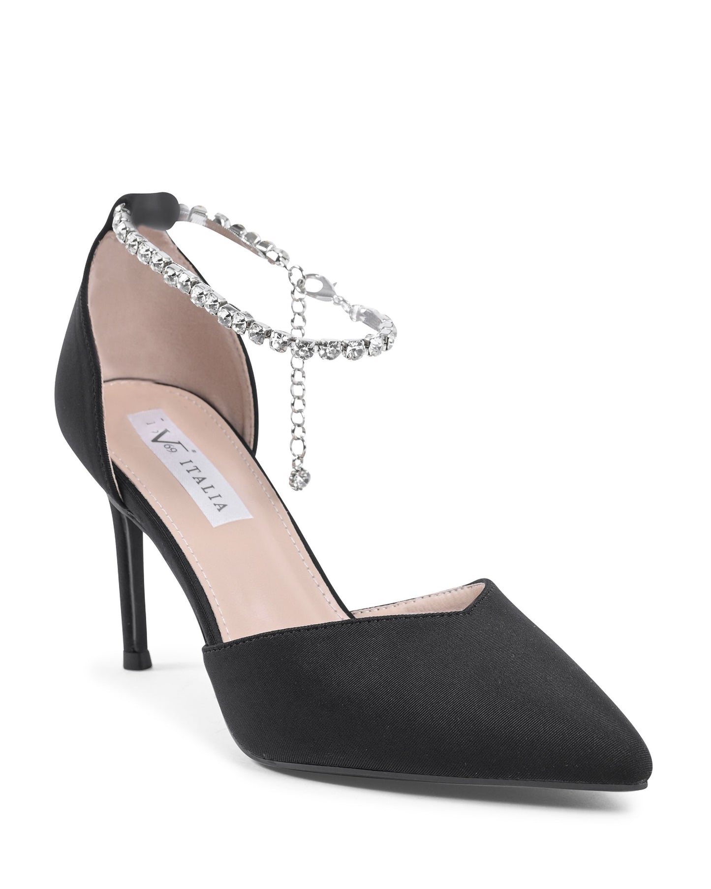 19V69 Italia Womens Ankle Strap Pump Black F2929 NERO