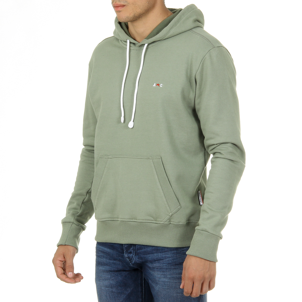 Andrew Charles Mens Hoodie Long Sleeves Round Neck Green FIFI
