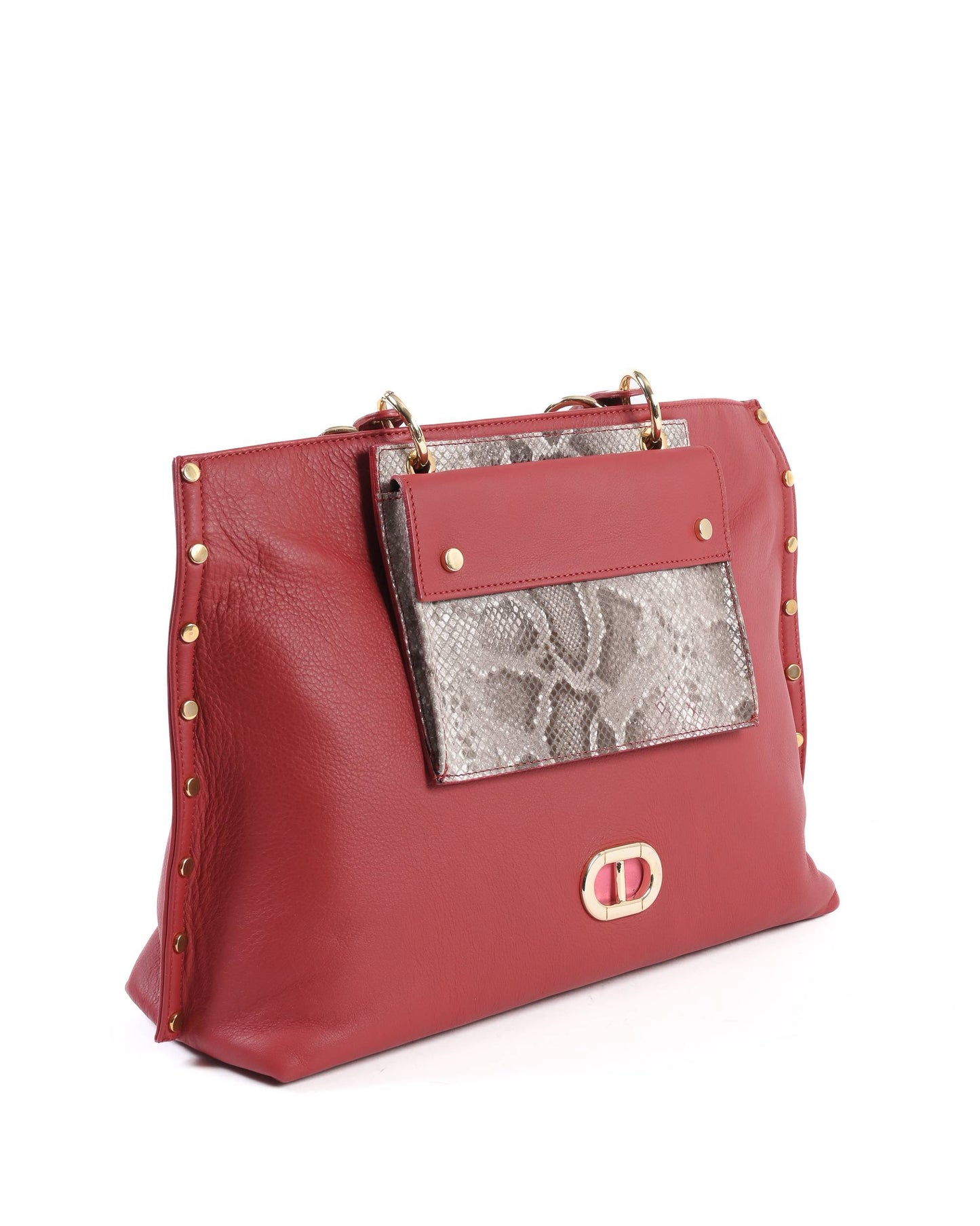 Dee Ocleppo Womens Handbag GM2000 MIAMI PITONE ROSSO ROCCIA