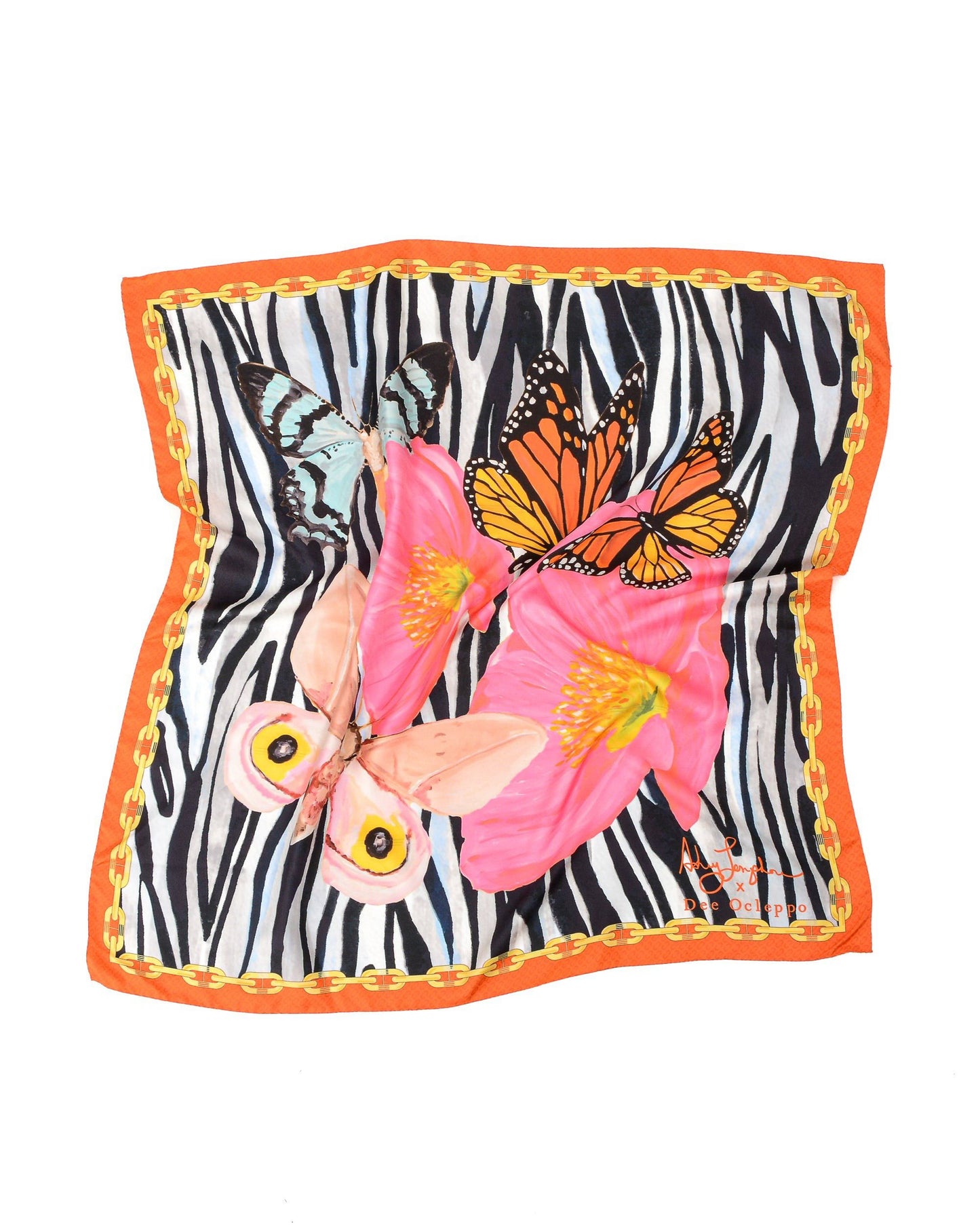 Dee X Ashley Longshore Red Zebra Silk Scarf