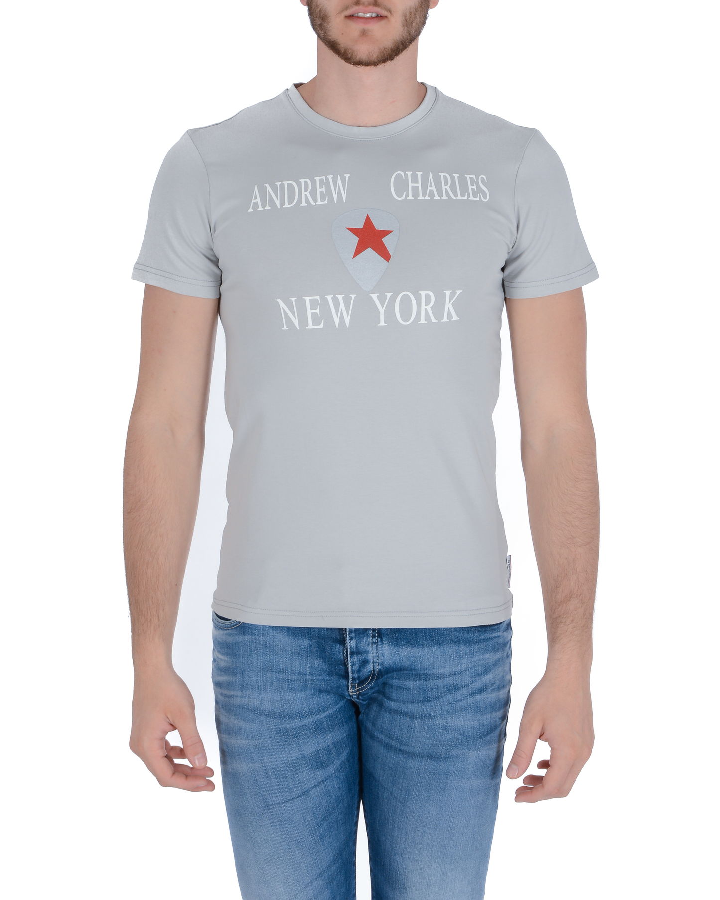 Andrew Charles Mens T-Shirt KEITA LIGHT GREY S14