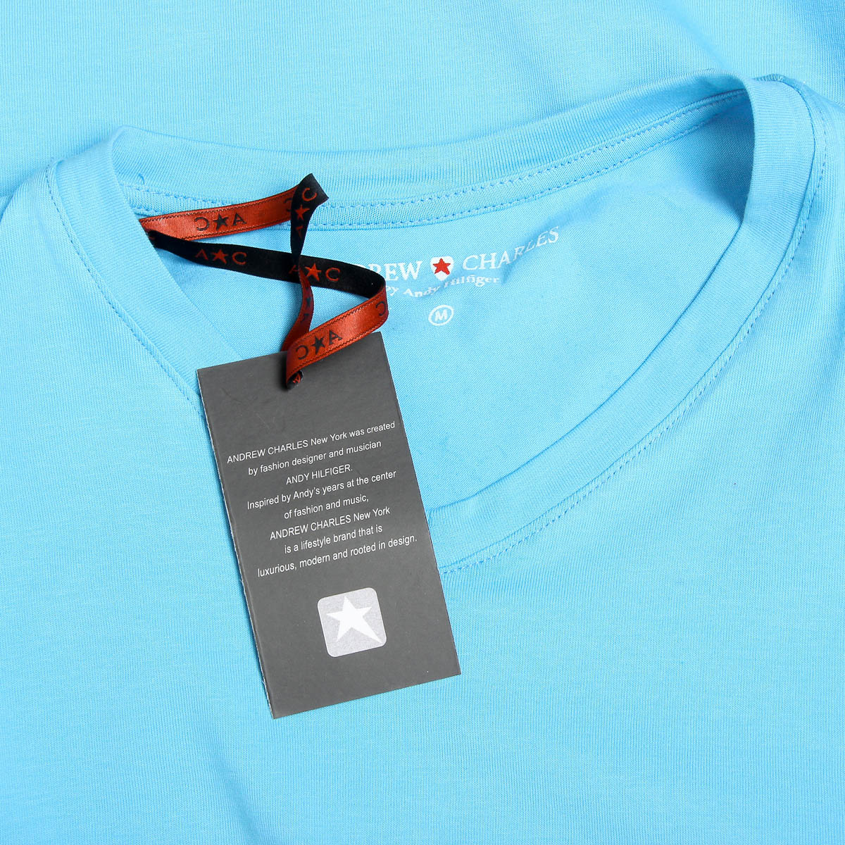 Andrew Charles Mens T-Shirt Short Sleeves V-Neck Light Blue KENAN