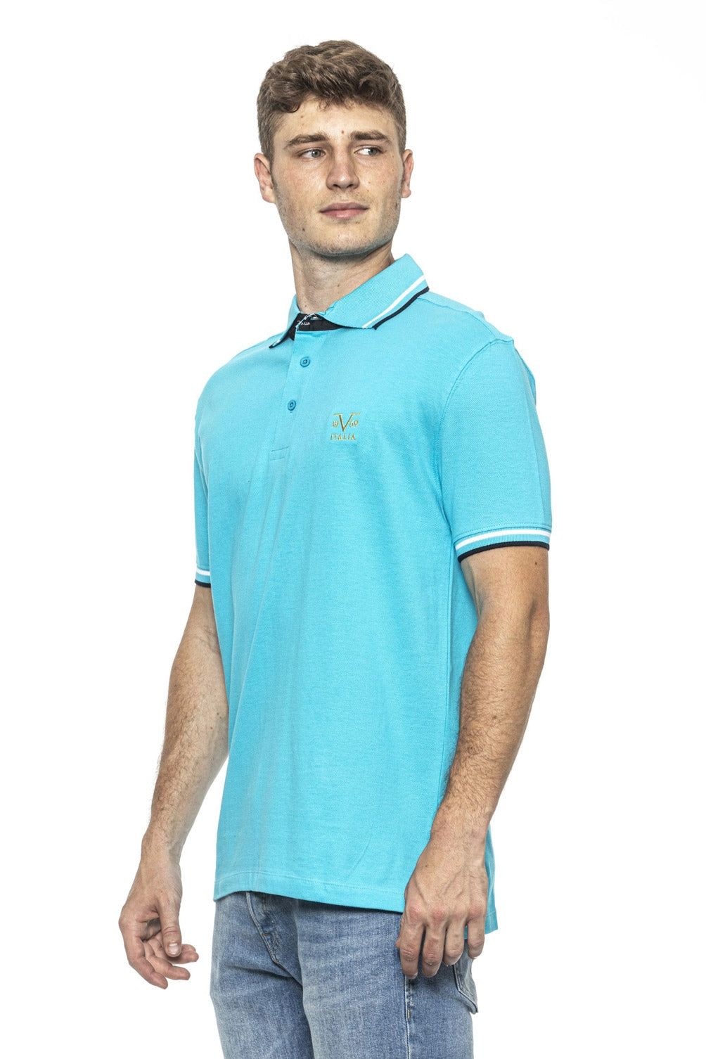 19V69 Italia Mens Polo Light Blue RETRO TURQUOISE