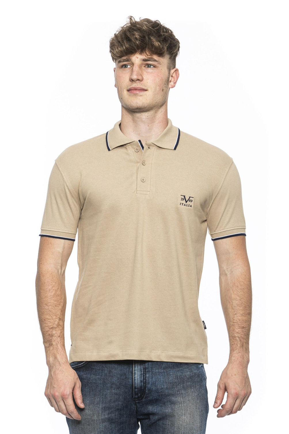 19V69 Italia Mens Polo Beige COSTINA BEIGE