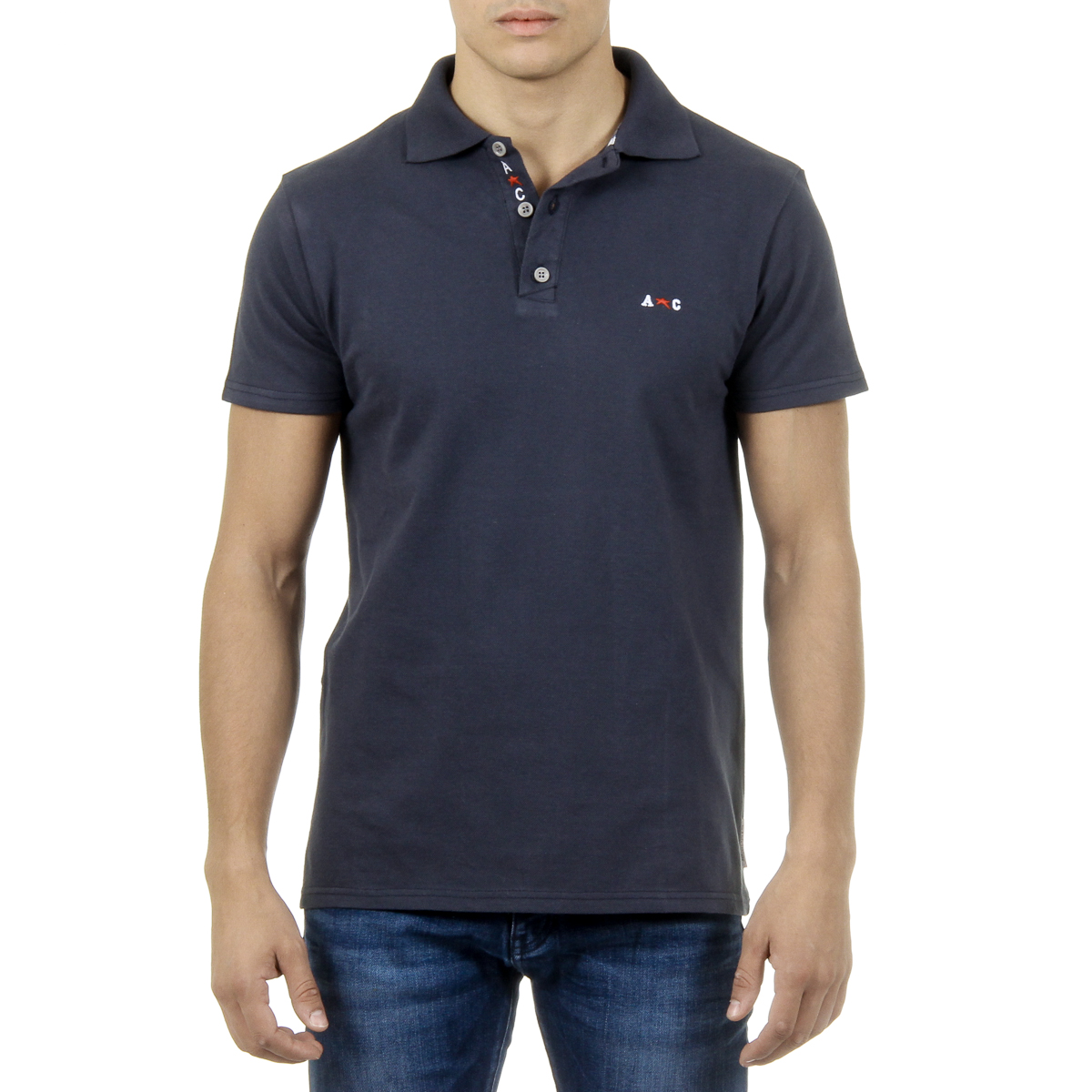 Andrew Charles Mens Polo Short Sleeves Dark Blue SEFU