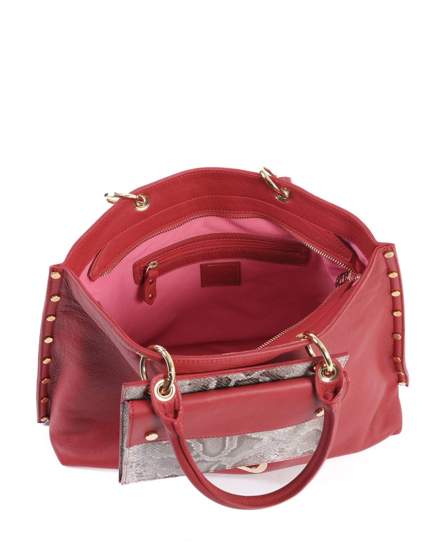 Dee Ocleppo Womens Handbag GM2000 MIAMI PITONE ROSSO ROCCIA