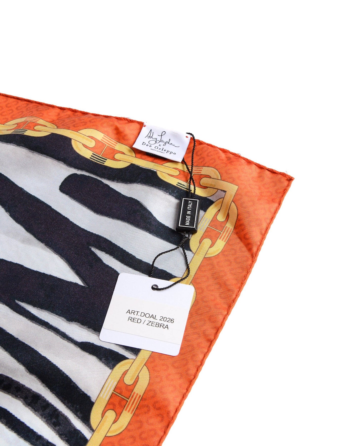 Dee X Ashley Longshore Red Zebra Silk Scarf