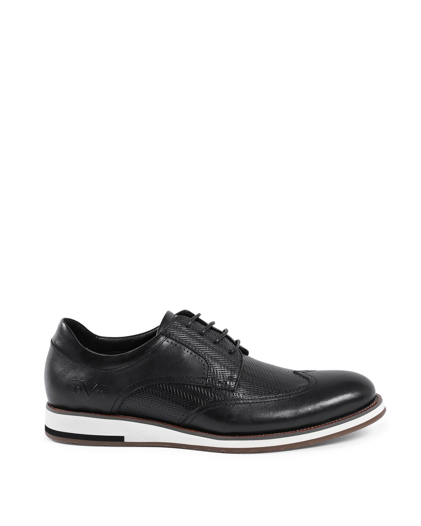 19V69 Italia Mens Brogue Black YO ZD28-H27 BLACK