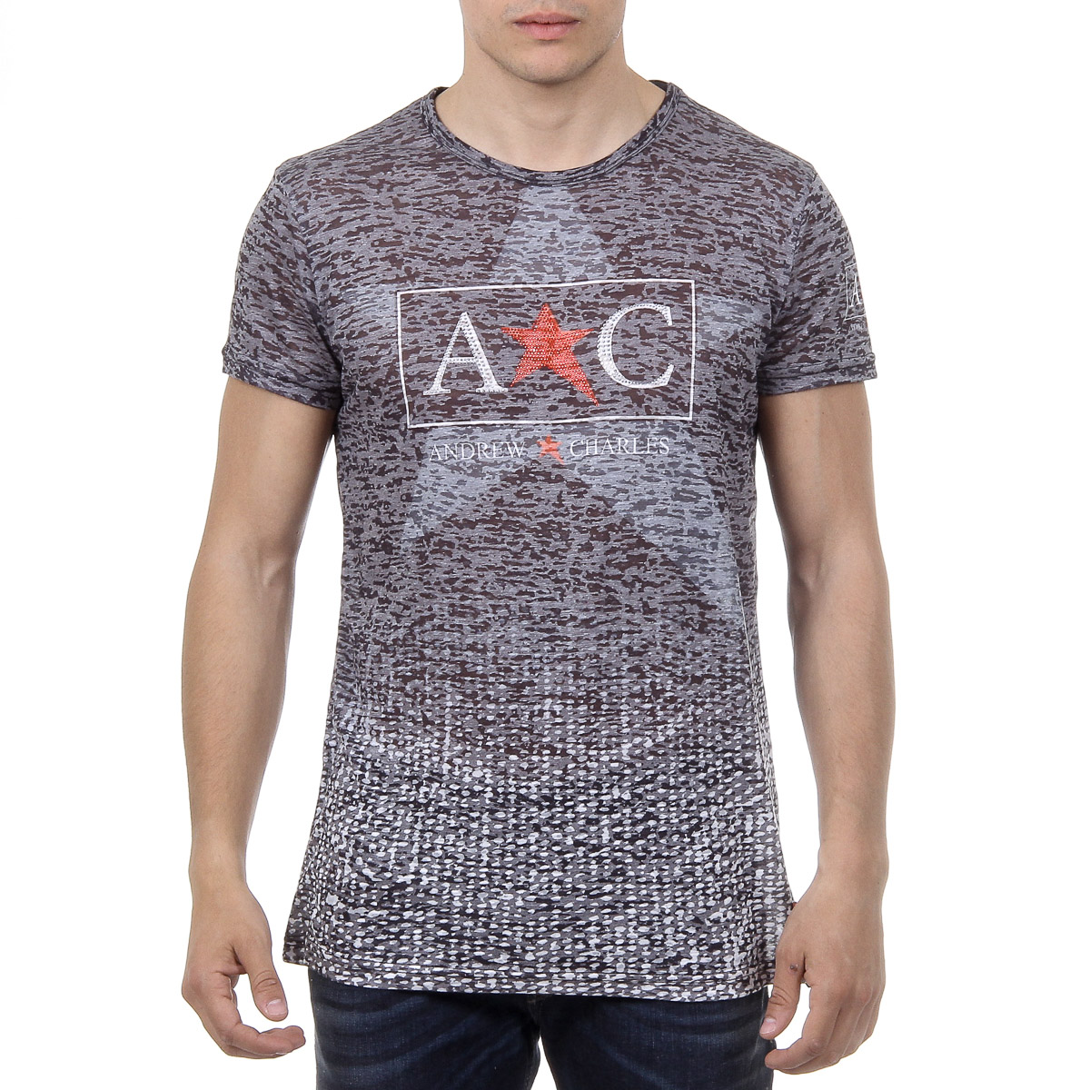 Andrew Charles Mens T-Shirt Short Sleeves Round Neck Black LEVI