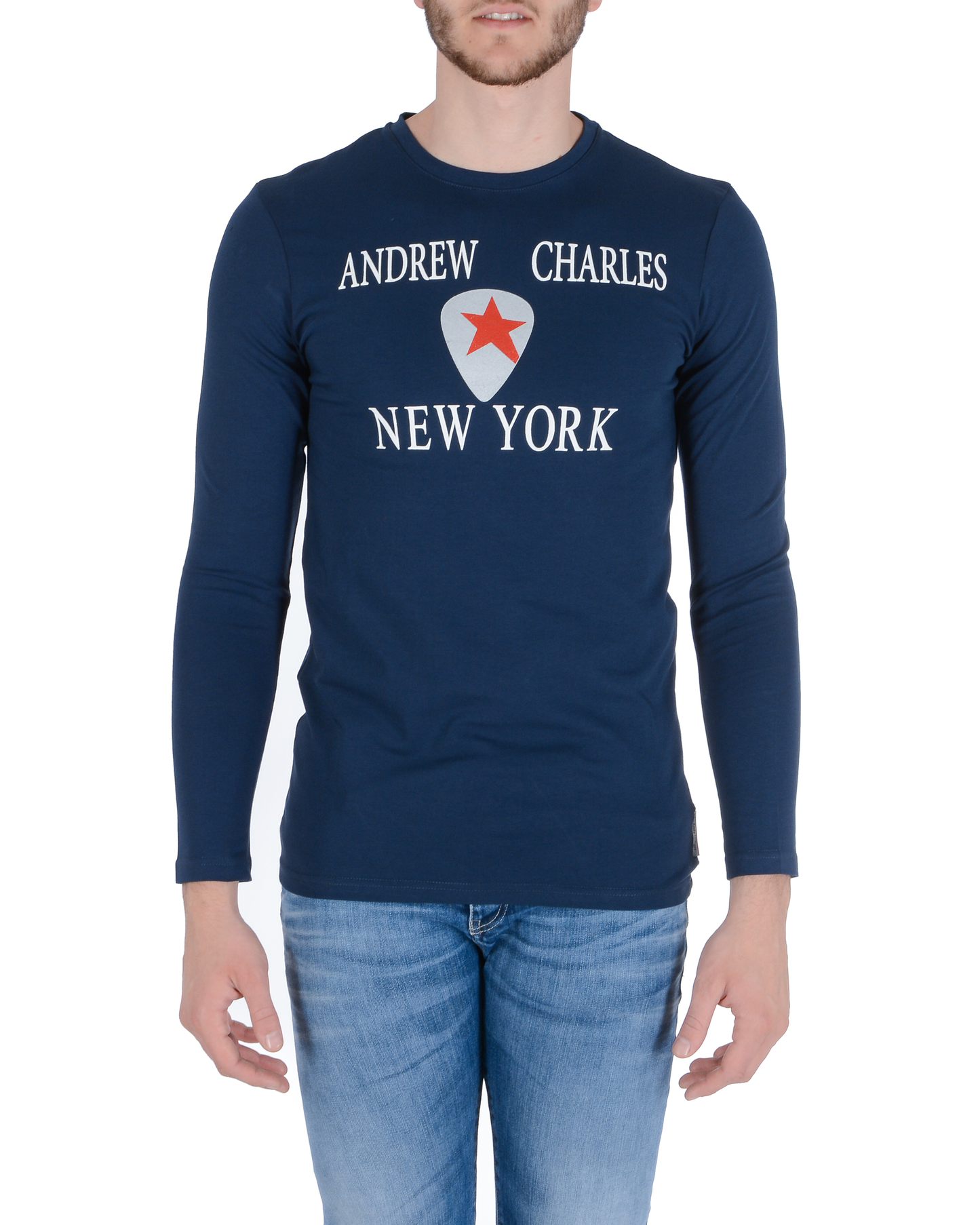 Andrew Charles Mens T-Shirt LS SELMA NAVY S14