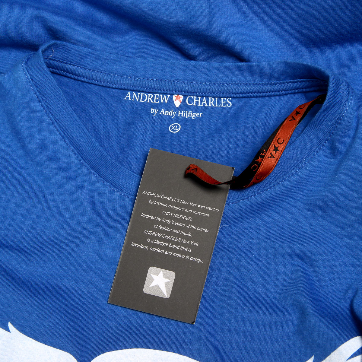 Andrew Charles Mens T-Shirt Short Sleeves Round Neck Blue KEITA