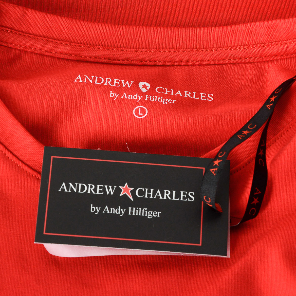 Andrew Charles Mens T-Shirt Short Sleeves Round Neck Red KEITA
