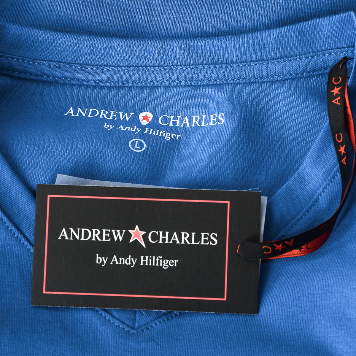 Andrew Charles Mens T-Shirt Short Sleeves V-Neck Blue KENAN
