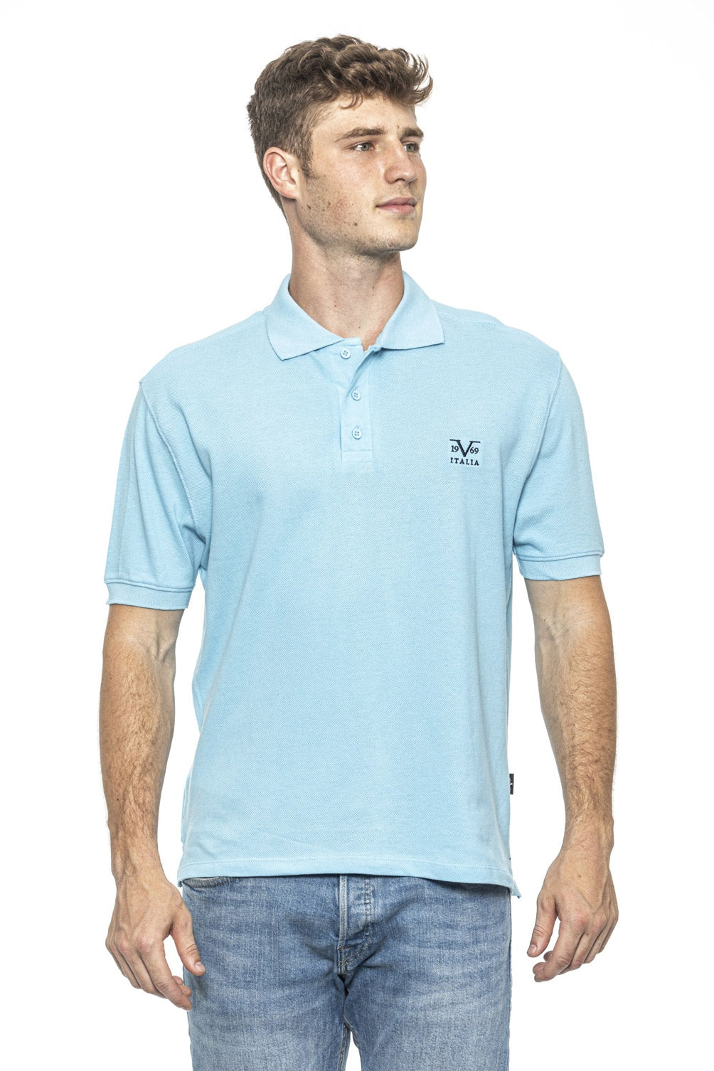 19V69 Italia Mens Polo Blue RICAMO LIGHT BLUE