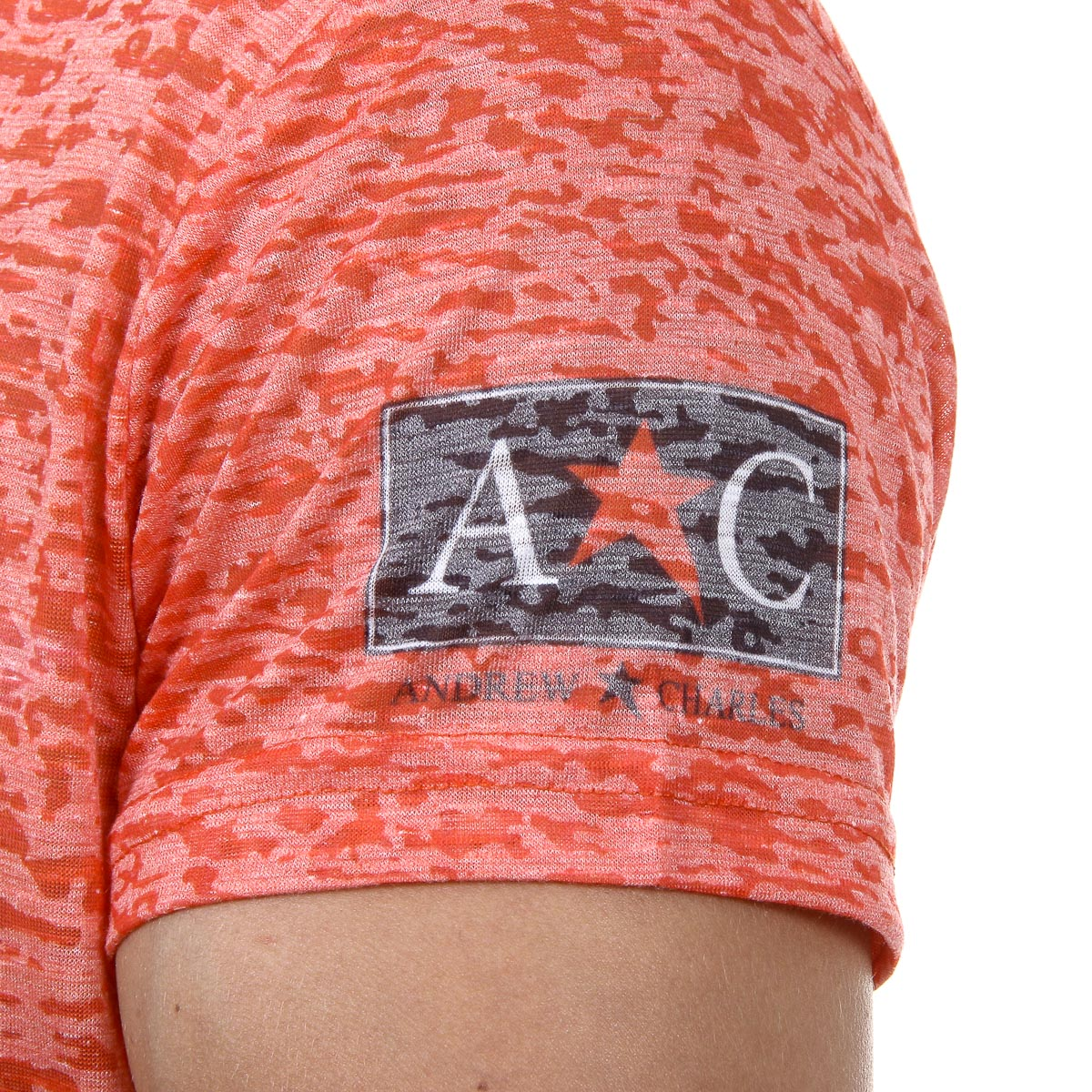 Andrew Charles Mens T-Shirt Short Sleeves Round Neck Red LEVI