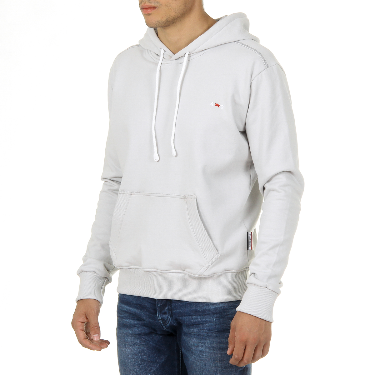 Andrew Charles Mens Hoodie Long Sleeves Round Neck Light Grey FIFI