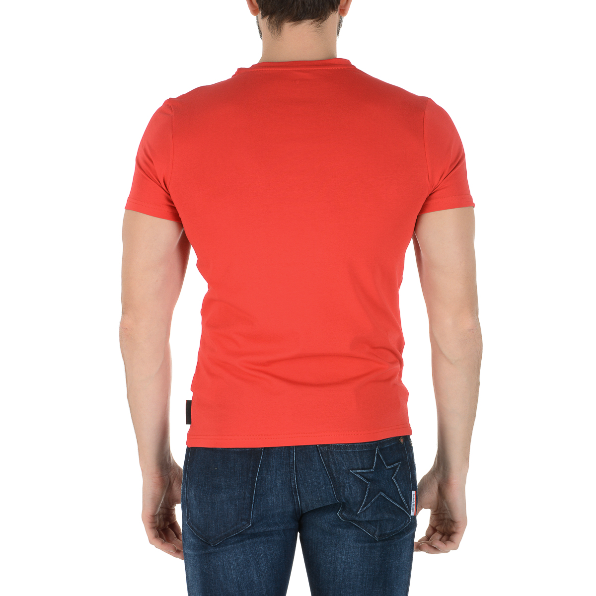 Andrew Charles Mens T-Shirt Short Sleeves Round Neck Red KEITA