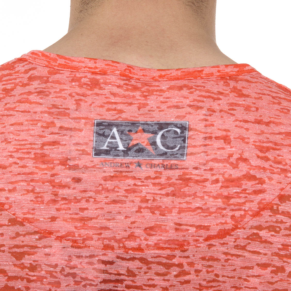 Andrew Charles Mens T-Shirt Short Sleeves Round Neck Red LEVI