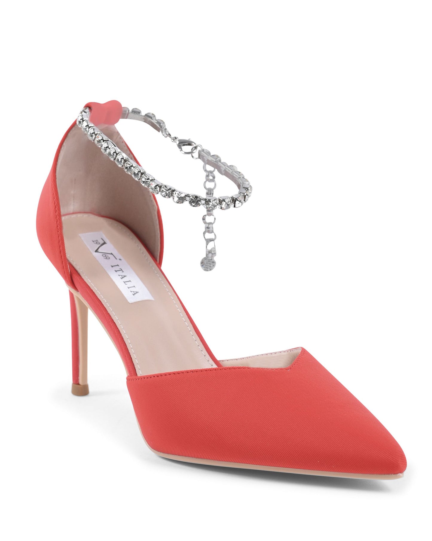 19V69 Italia Womens Ankle Strap Pump Red F2929 ROSSO