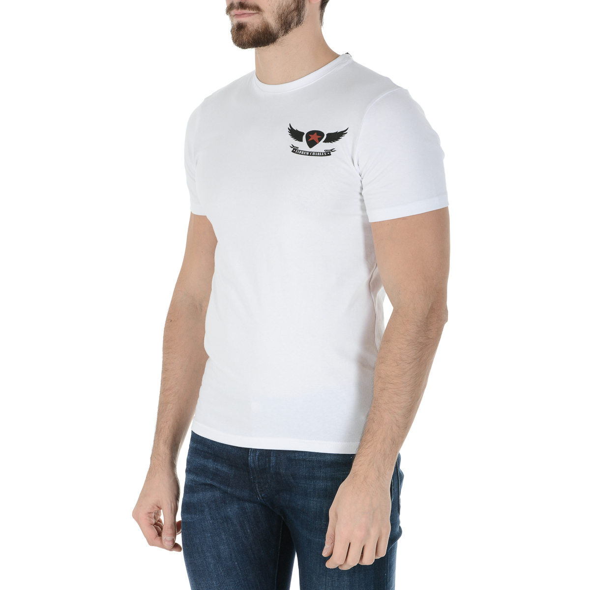 Andrew Charles Mens T-Shirt Short Sleeves Round Neck White KEITA