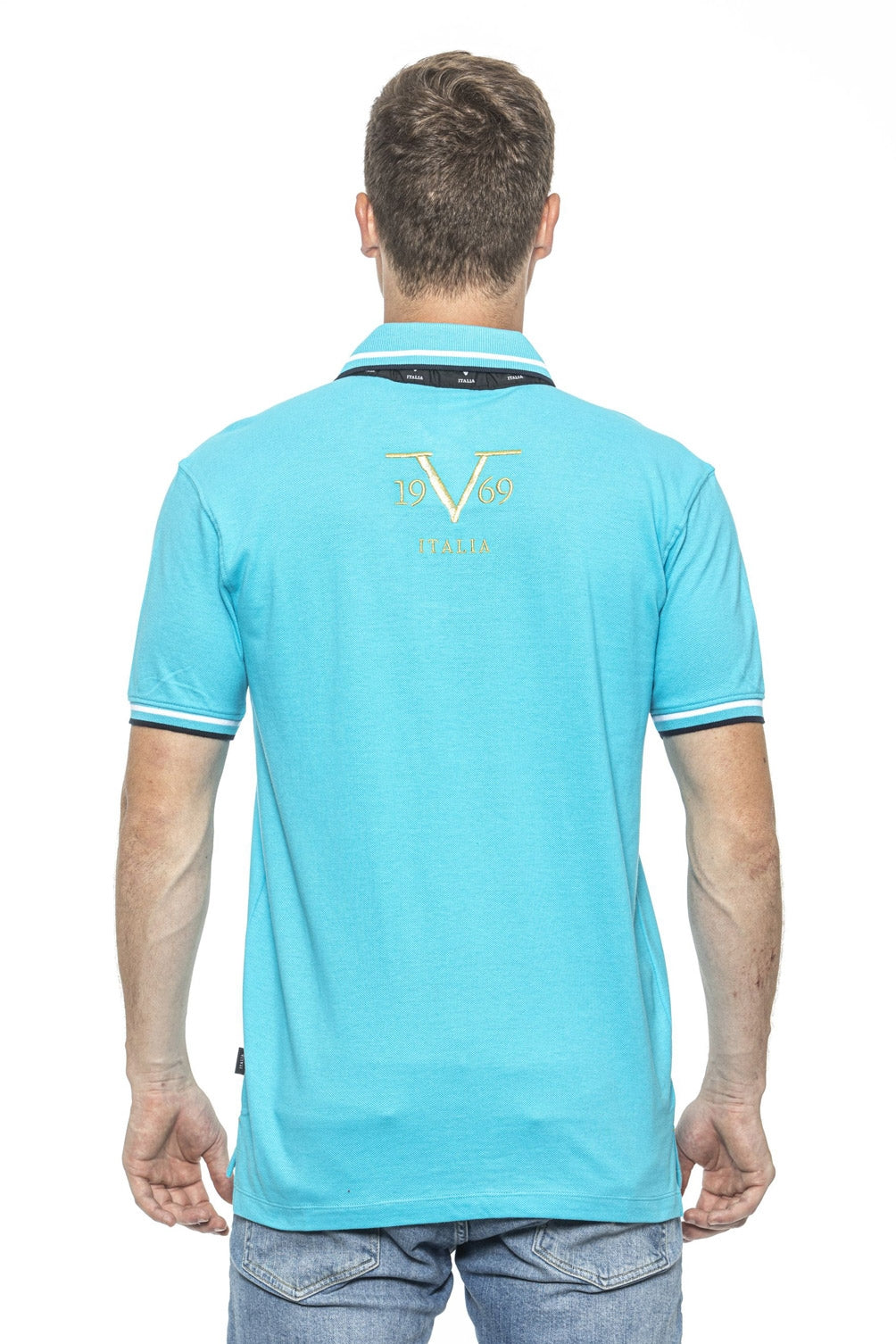 19V69 Italia Mens Polo Light Blue RETRO TURQUOISE