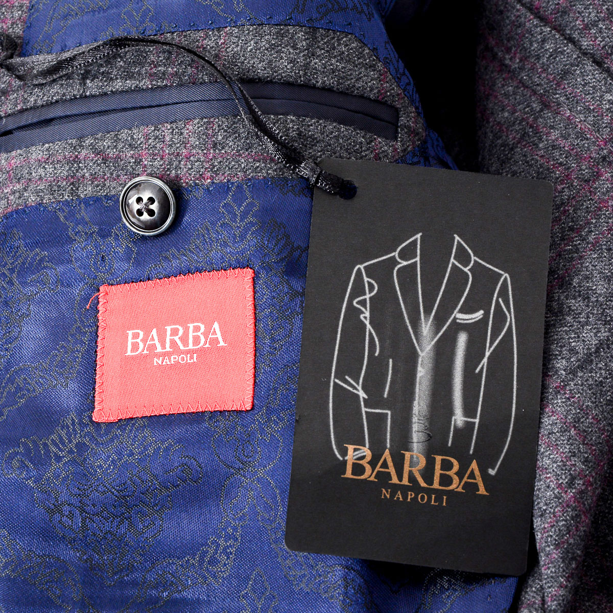 Barba Napoli Mens Jacket Long Sleeves Grey