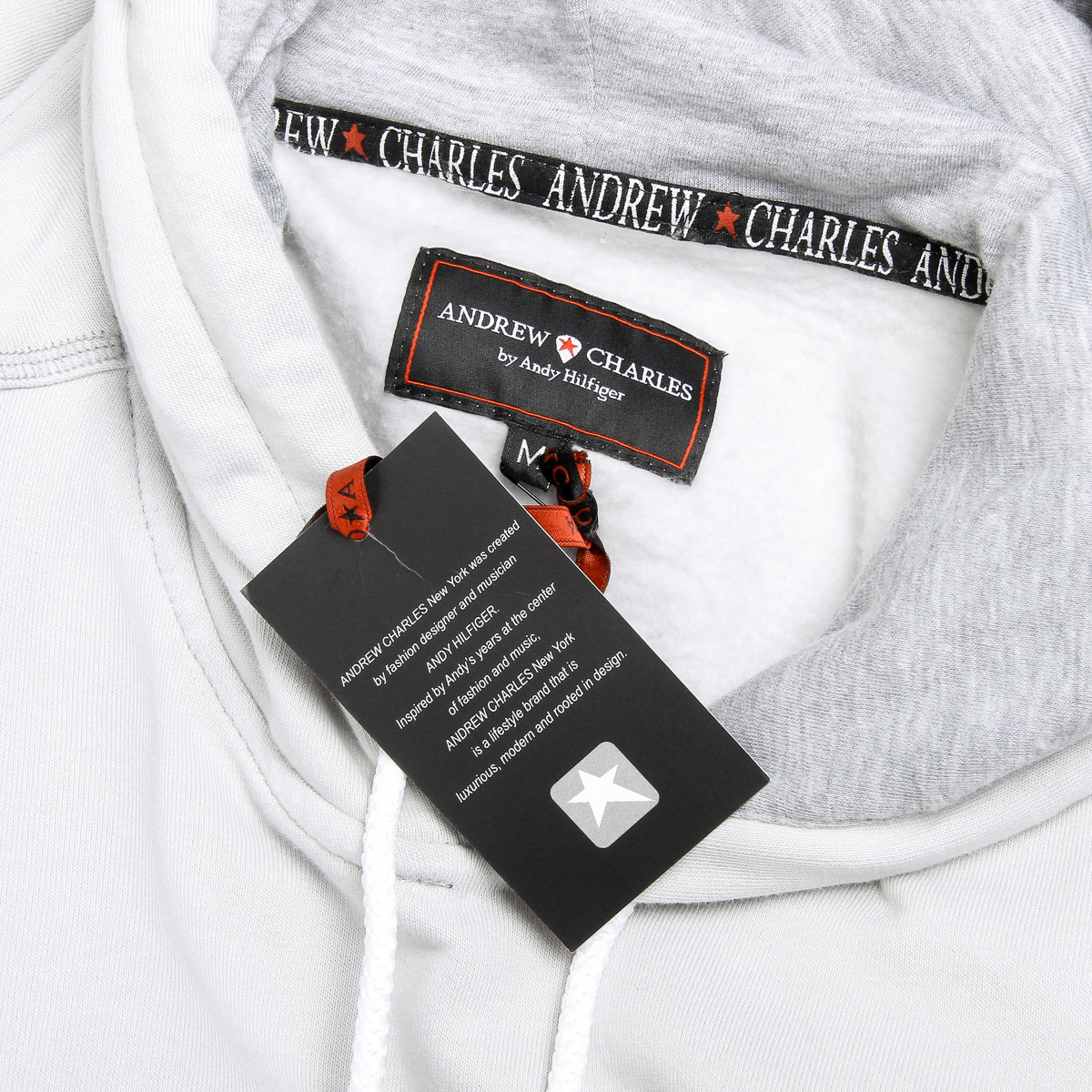 Andrew Charles Mens Hoodie Long Sleeves Round Neck Light Grey FIFI