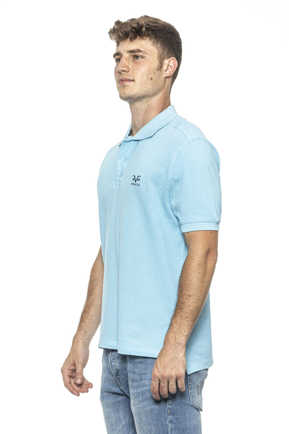 19V69 Italia Mens Polo Blue RICAMO LIGHT BLUE