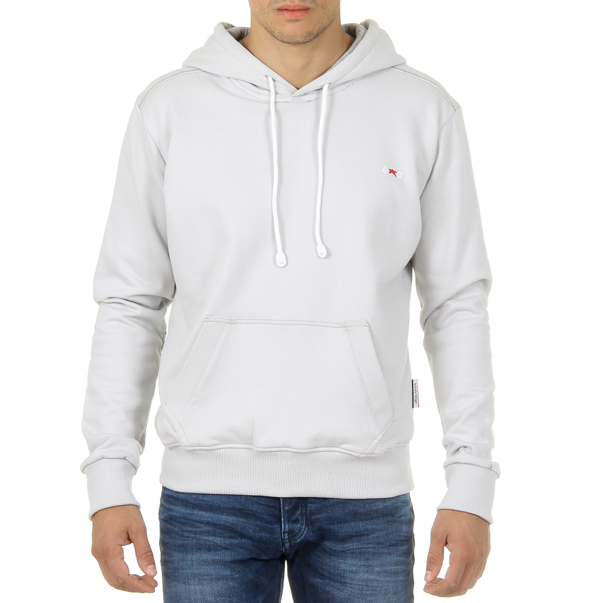 Andrew Charles Mens Hoodie Long Sleeves Round Neck Light Grey FIFI