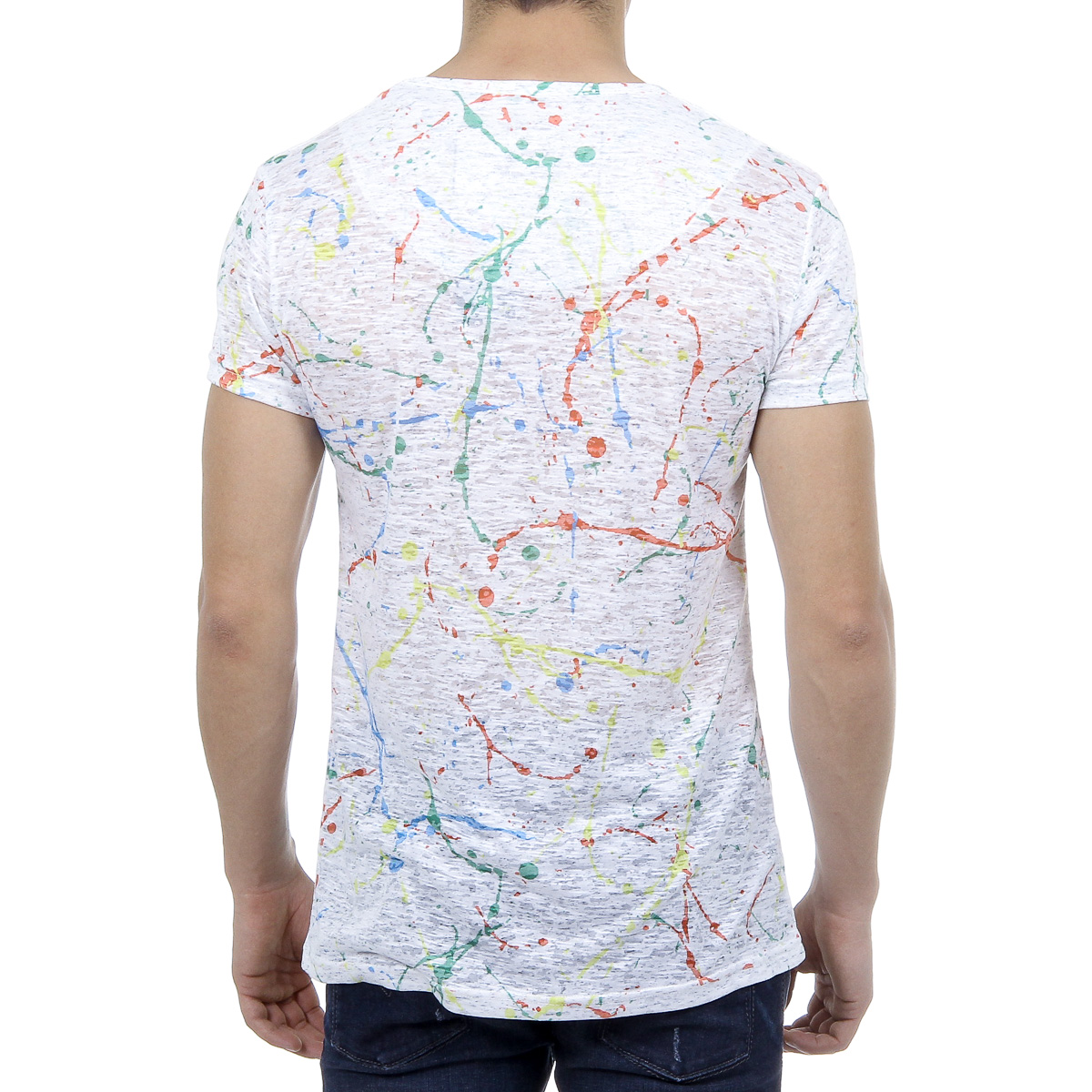 Andrew Charles Mens T-Shirt Short Sleeves Round Neck White HUNTER