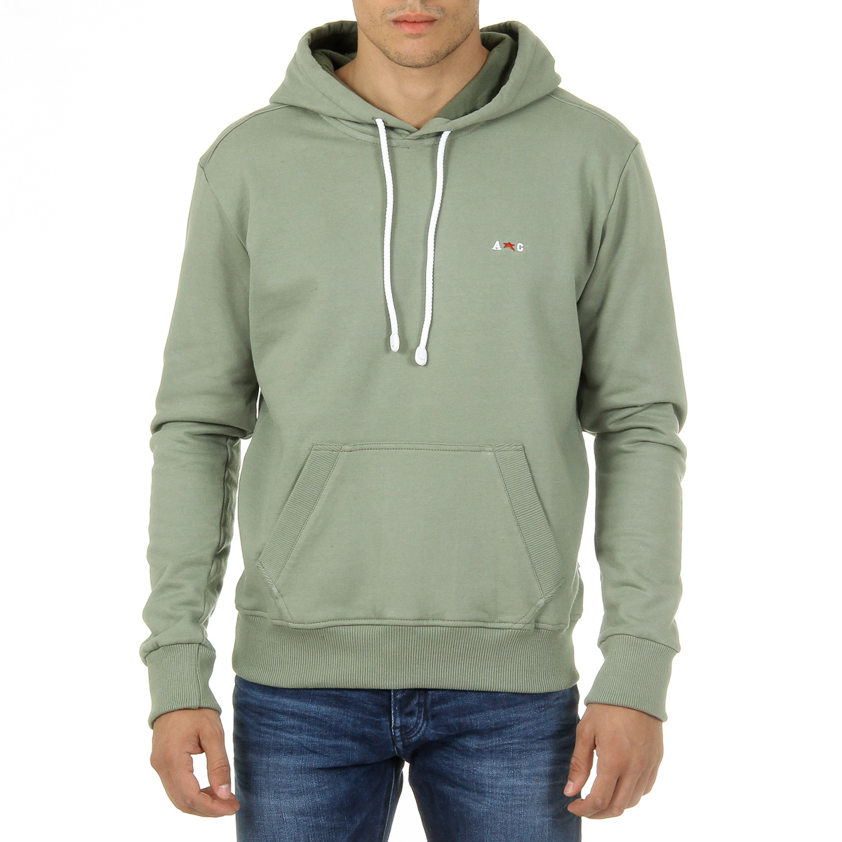 Andrew Charles Mens Hoodie Long Sleeves Round Neck Green FIFI