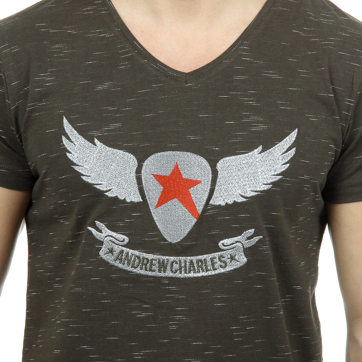 Andrew Charles Mens T-Shirt Short Sleeves V-Neck Dark Green CONNOR