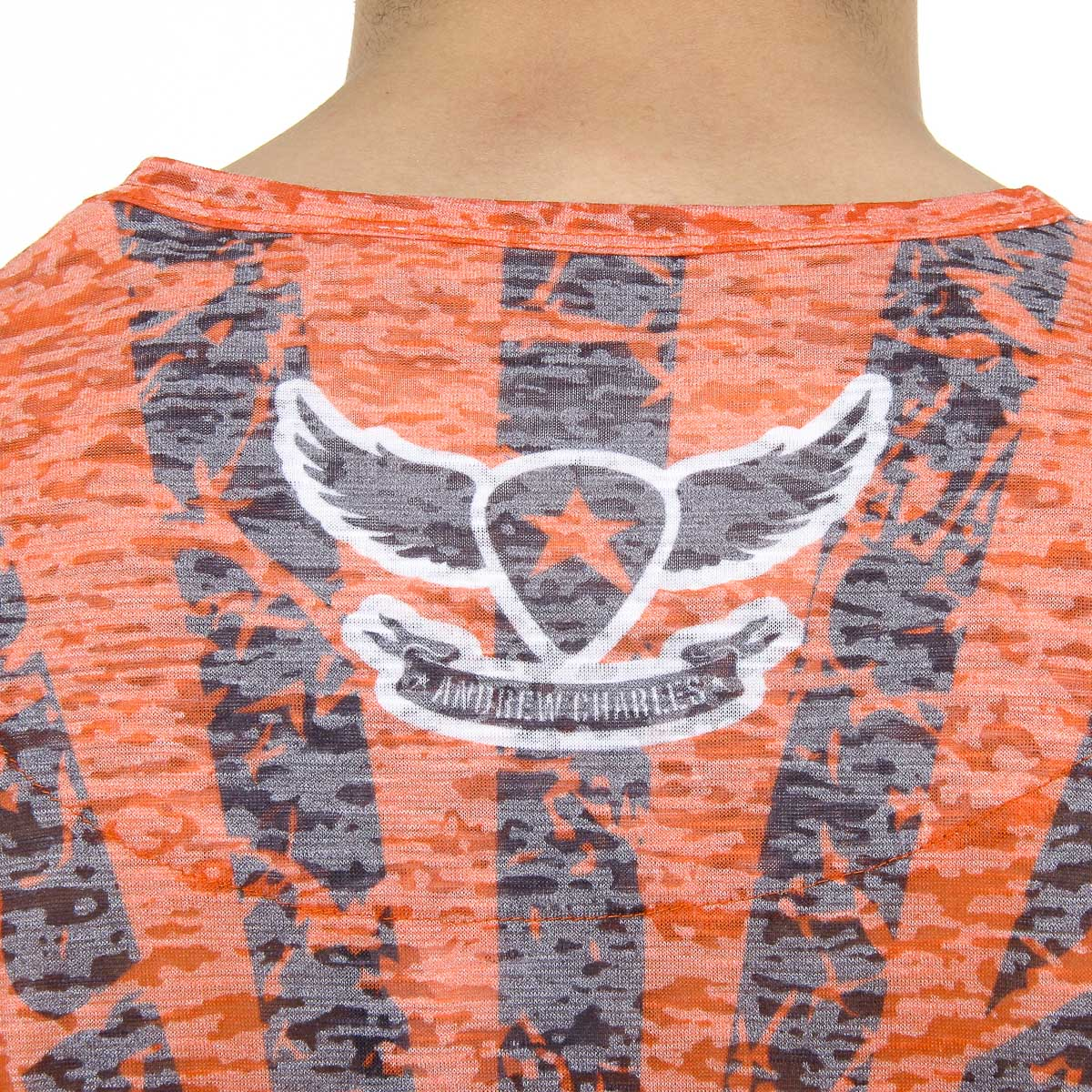 Andrew Charles Mens T-Shirt Short Sleeves Round Neck Red CALEB