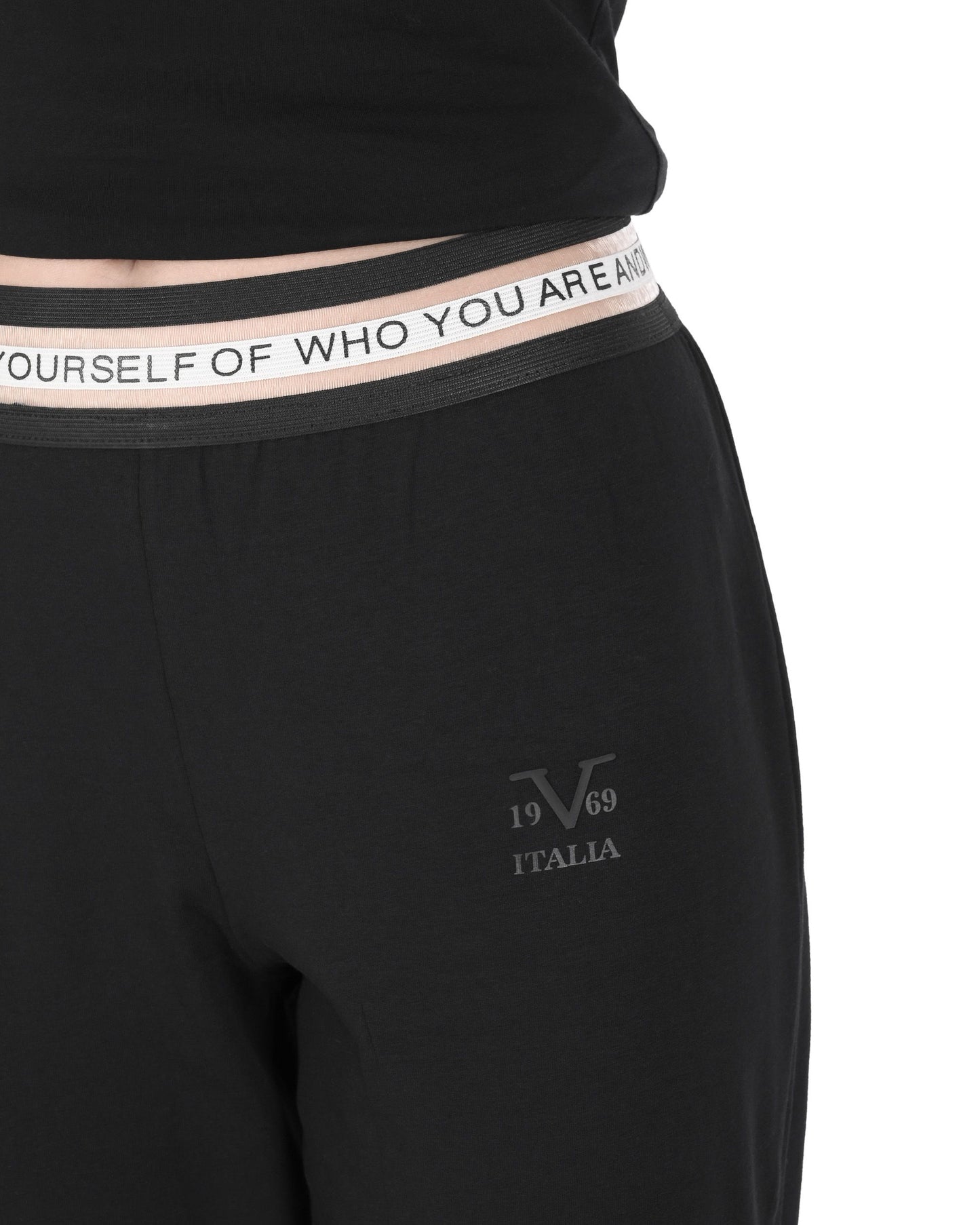 19V69 Italia Womens Joggers QUOTE BLACK