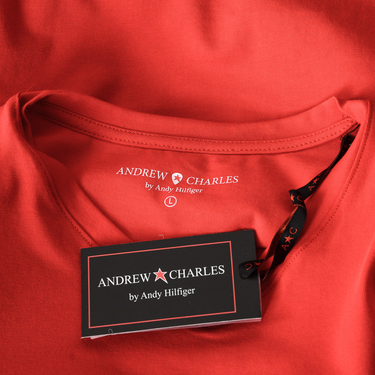 Andrew Charles Mens T-Shirt Short Sleeves V-Neck Red KENAN