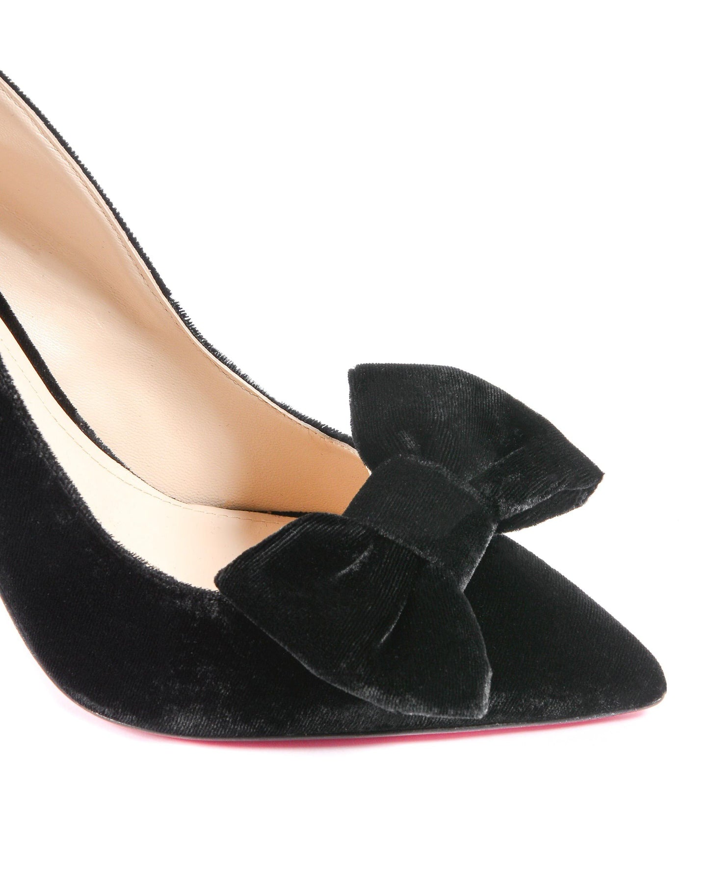 Ladies Velvet Bow Pump - Black