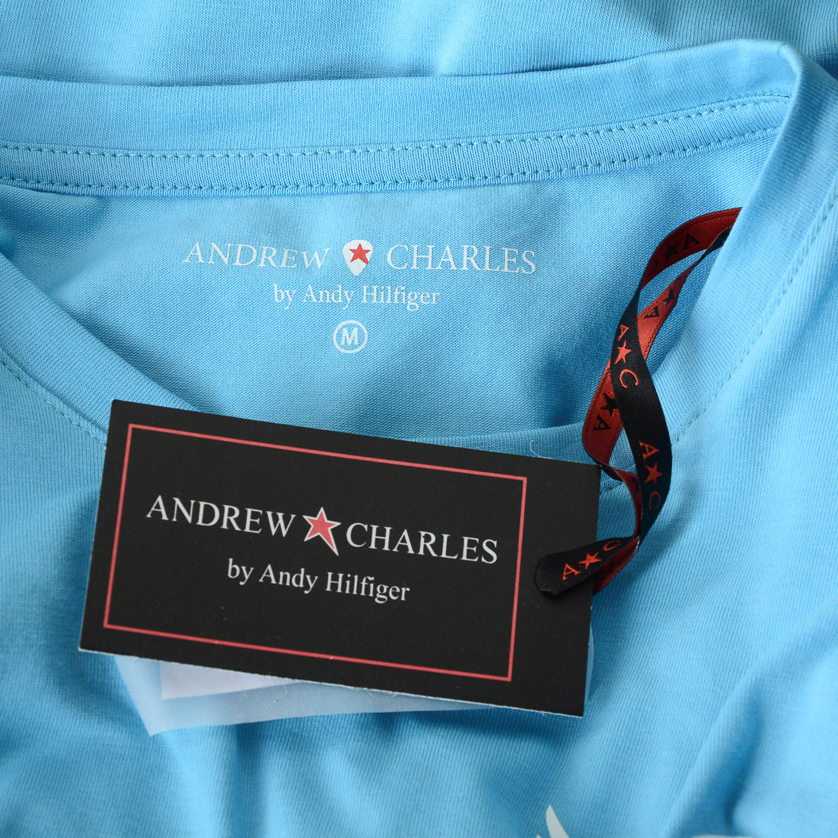 Andrew Charles Mens T-Shirt Short Sleeves Round Neck Light Blue KEITA