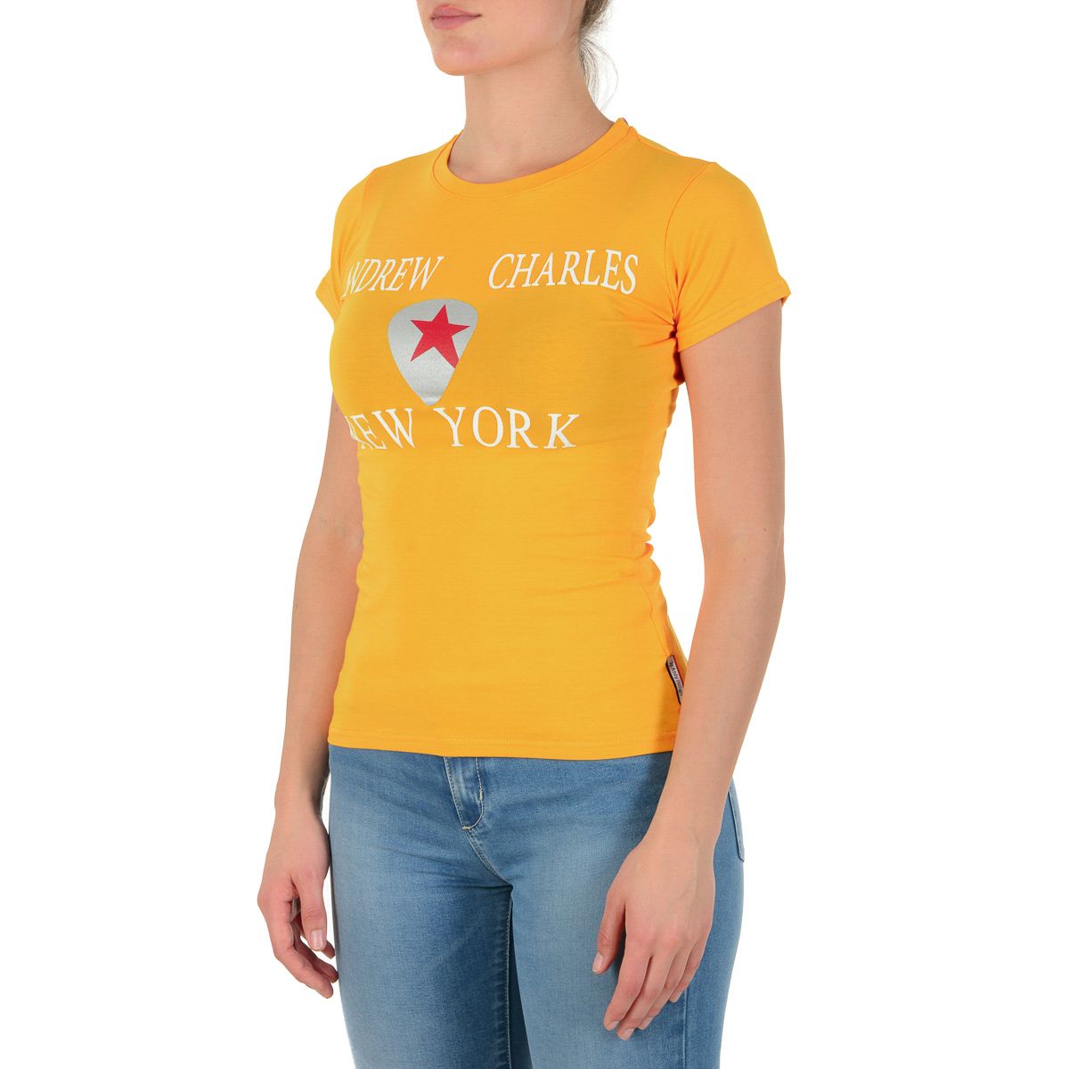 Andrew Charles By Andy Hilfiger Womens T-Shirt TS501 03 1002 TARANA YELLOW S14