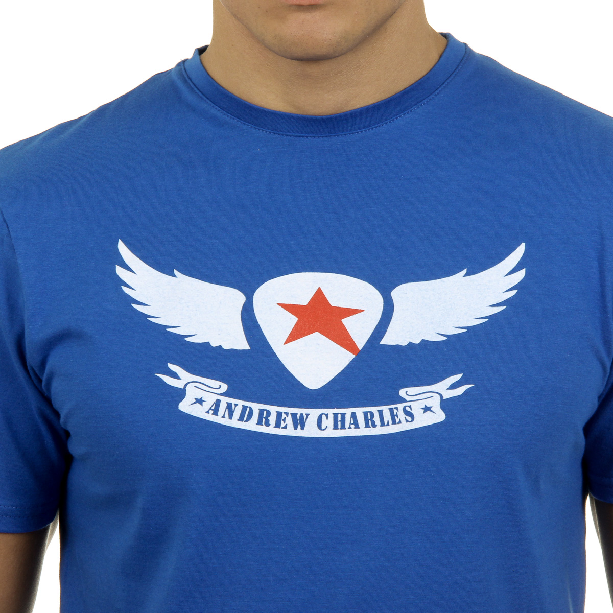 Andrew Charles Mens T-Shirt Short Sleeves Round Neck Blue KEITA