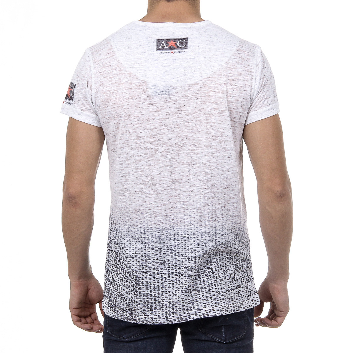 Andrew Charles Mens T-Shirt Short Sleeves Round Neck White LEVI