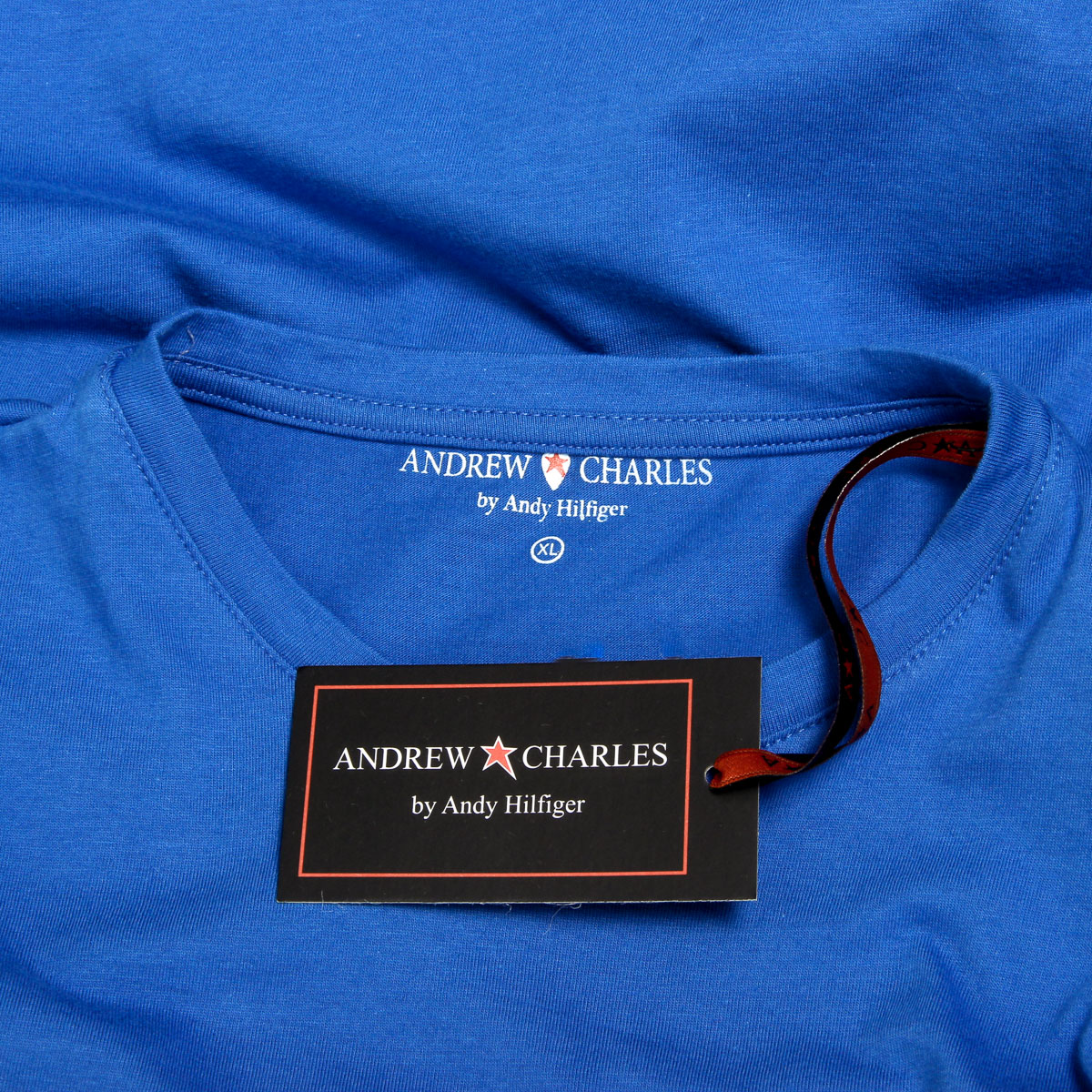 Andrew Charles Mens T-Shirt Short Sleeves Round Neck Blue KEITA