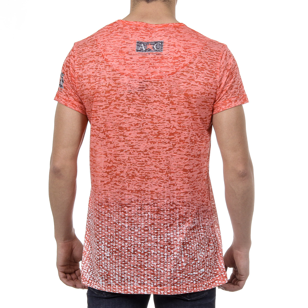 Andrew Charles Mens T-Shirt Short Sleeves Round Neck Red LEVI