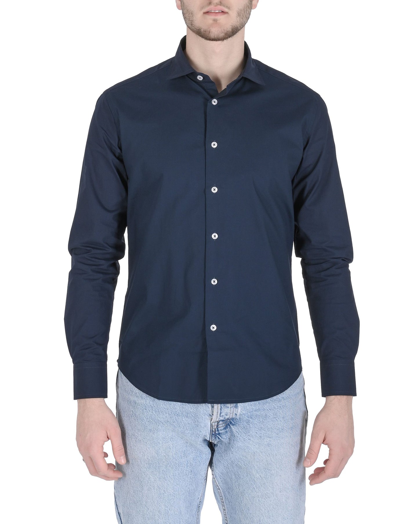 19V69 Italia Mens Shirt Slim Fit ALEXANDER NAVY BLUE