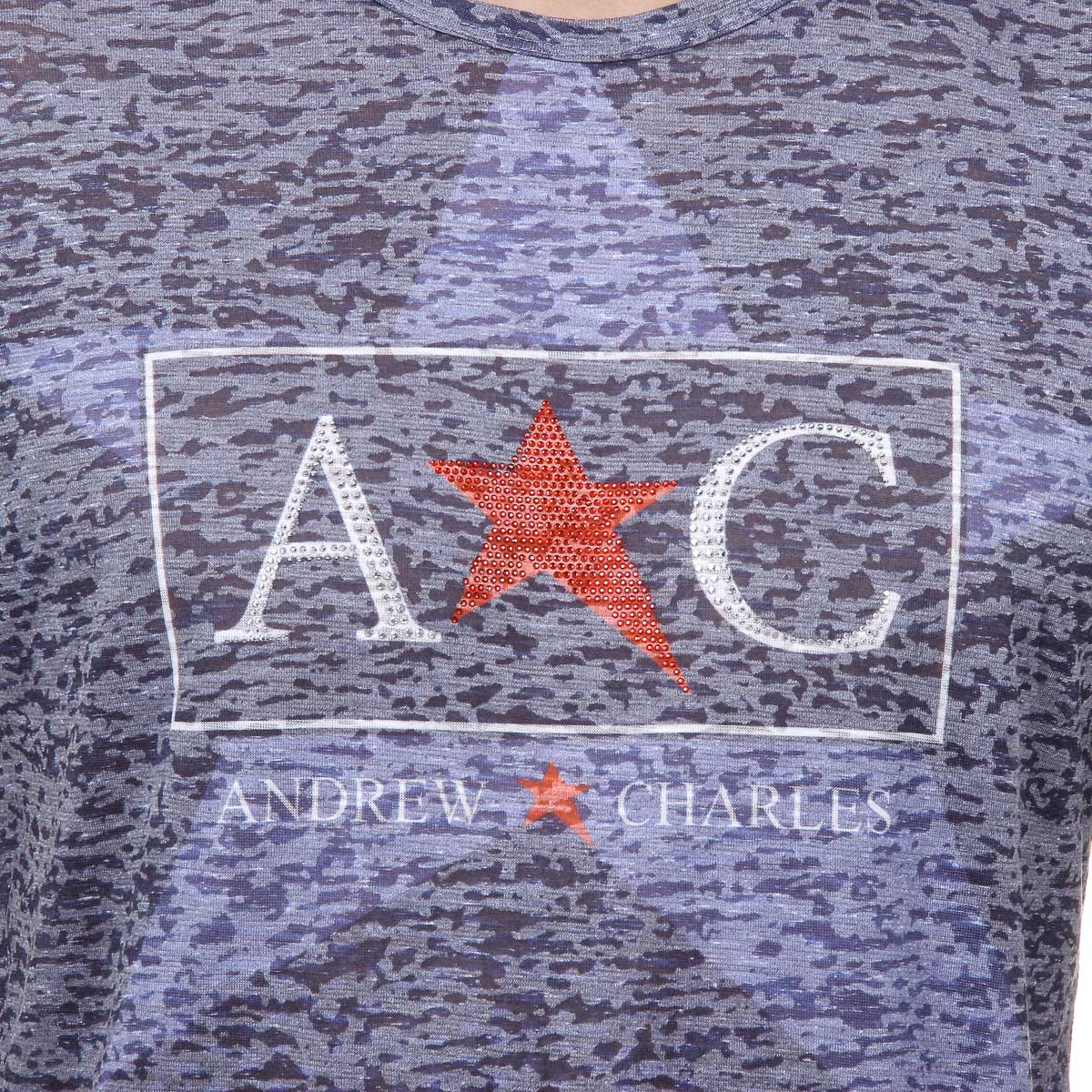 Andrew Charles Mens T-Shirt Short Sleeves Round Neck Blue LEVI