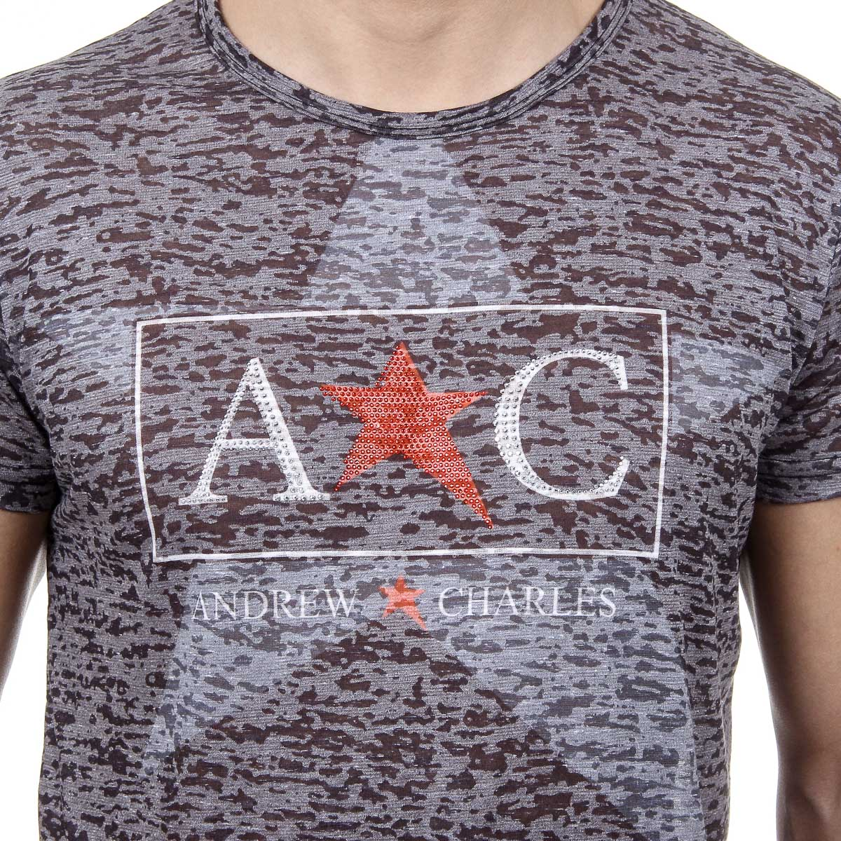 Andrew Charles Mens T-Shirt Short Sleeves Round Neck Black LEVI