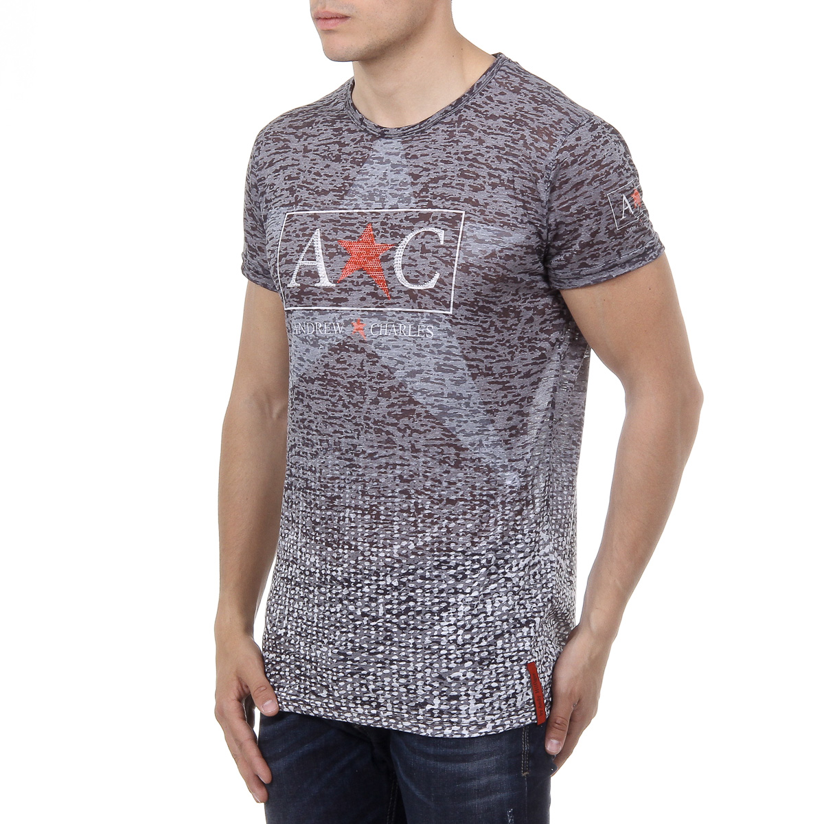 Andrew Charles Mens T-Shirt Short Sleeves Round Neck Black LEVI