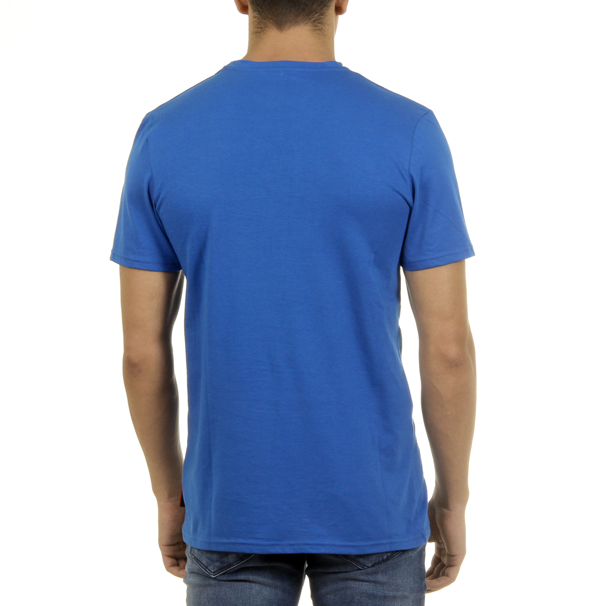 Andrew Charles Mens T-Shirt Short Sleeves Round Neck Blue KEITA