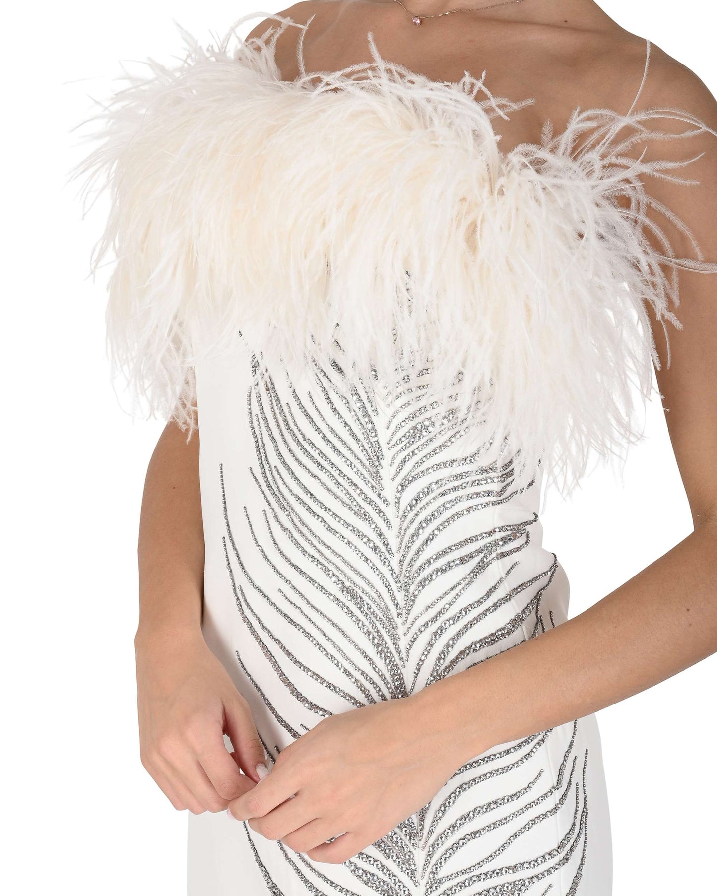 David Koma Womens Dress PF24DK05D WHITE/SILV 7S2