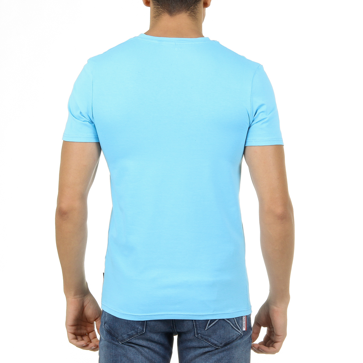 Andrew Charles Mens T-Shirt Short Sleeves V-Neck Light Blue KENAN